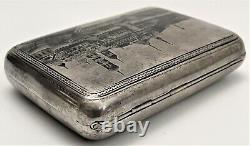Antique Imperial Russian 84 Niello Silver Cigarette Case (A. Postnikov)