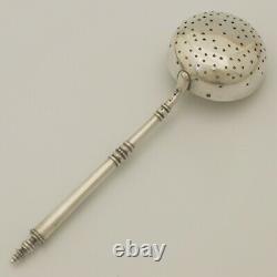 Antique Imperial Russian 84 Partial Gilt Silver Sugar Sifter Tea Strainer Spoon