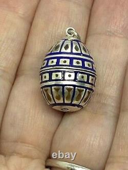 Antique Imperial Russian 84 Silver Enamel Egg Pendant 9.73g 1 x 0.3/8