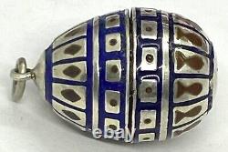 Antique Imperial Russian 84 Silver Enamel Egg Pendant 9.73g 1 x 0.3/8