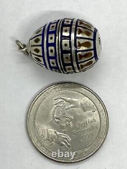 Antique Imperial Russian 84 Silver Enamel Egg Pendant 9.73g 1 x 0.3/8