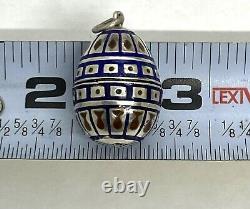 Antique Imperial Russian 84 Silver Enamel Egg Pendant 9.73g 1 x 0.3/8