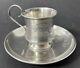 Antique Imperial Russian 84 Silver Engraved Cup & Saucer (a. Kuzmichev)