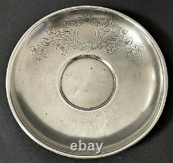 Antique Imperial Russian 84 Silver Engraved Cup & Saucer (A. Kuzmichev)
