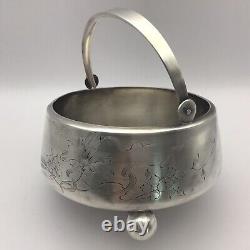 Antique Imperial Russian 84 Silver Etched Candy Bowl Exelend condition (212gm)