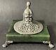 Antique Imperial Russian 84 Silver And Jade Bogatyr Inkwell (ivan Khlebnikov)