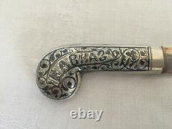 Antique Imperial Russian 84 zolotnik silver niello paper/desk knife ca. 1908-18