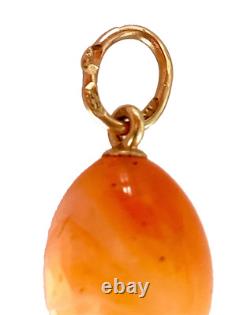 Antique Imperial Russian Agate EGG Pendant with 56 gold loop