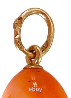 Antique Imperial Russian Agate EGG Pendant with 56 gold loop