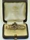 Antique Imperial Russian Art-nouveau Faberge 14k Rose Gold & Diamonds Brooch. Box