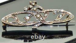Antique Imperial Russian Art-Nouveau Faberge 14k rose gold & Diamonds brooch. Box