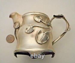 Antique Imperial Russian Art Nouveau Leafy Vine Silver Creamer Moscow 5.7 ozt