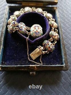 Antique Imperial Russian Bracelet Full Hallmarks Silver Enamel maker BB c. 1908