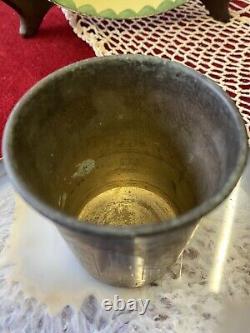 Antique Imperial Russian Brass Samovar Tea-cup Figural City Towers Engraved 19c