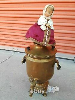 Antique Imperial Russian Brass Samovar Urn Hot water Kettle 19th C RARE Stamps