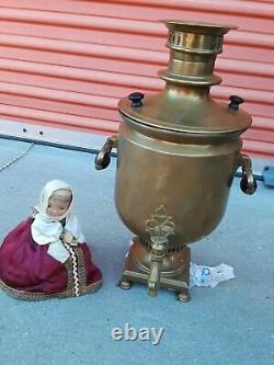 Antique Imperial Russian Brass Samovar Urn Hot water Kettle 19th C RARE Stamps