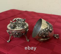 Antique Imperial Russian Carving Egg Casket Easter Silver 88 Animals Dog Duck