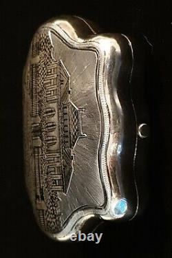 Antique Imperial Russian Cigarette Niello Silver Snuff Pill Vesta Box Kovsh Case