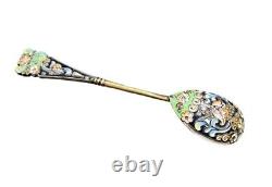 Antique Imperial Russian Cloisonné Silver Enamel Spoon