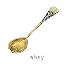 Antique Imperial Russian Cloisonné Silver Enamel Spoon