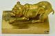 Antique Imperial Russian Dog Sculpture Gilt Bronze Paperweight By Vasily Grachev