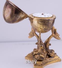 Antique Imperial Russian Easter Egg Desk Clock Gilt Silver Verge Fusee c1790's