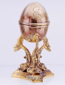 Antique Imperial Russian Easter Egg Desk Clock Gilt Silver Verge Fusee c1790's