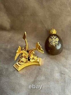 Antique Imperial Russian FABERGE Silver & Bronze Gold Filled Easter Egg