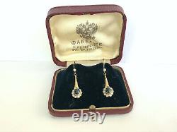 Antique Imperial Russian Faberge 14k 56 Gold Diamond Sapphire Earrings Author's