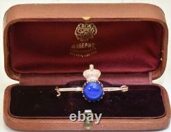 Antique Imperial Russian Faberge 14k Gold&Lapis Lazuly Officers award pin brooch