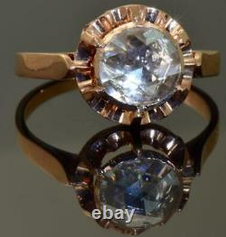 Antique Imperial Russian Faberge 14k rose gold&1.5ct Diamond engagement ring. Box