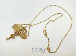 Antique Imperial Russian Faberge 18k/72 Gold Natural Diamonds Pendant Necklace S