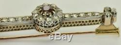 Antique Imperial Russian Faberge 18k gold, Rose cut Diamonds&Garnet pin brooch