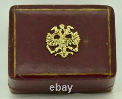 Antique Imperial Russian Faberge 1ct Diamonds gold earrings set in original box
