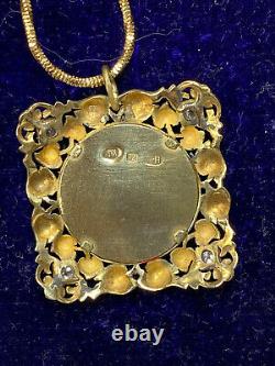 Antique Imperial Russian Faberge A. H. 18k 72 Gold Diamond Necklace Gift Pendant