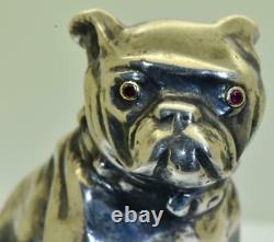 Antique Imperial Russian Faberge Silver Bulldog Dog figure by Julius Rappoport