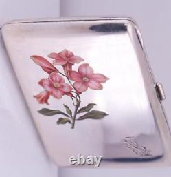 Antique Imperial Russian Faberge Silver and Painted Enamel Cigarette Case c1906