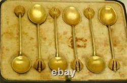 Antique Imperial Russian Faberge gild silver, enamel Easter eggs tea spoons set