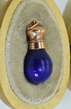 Antique Imperial Russian Faberge gold, enamel scent bottle pendant by M. Perkhin