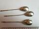Antique Imperial Russian Gilt Sterling Silver 84 Set Of 3 Tea Spoons Hand Etched