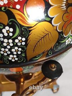 Antique Imperial Russian Hand Painted Samovar Round Tea/Coffee Kettle Tested