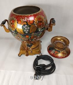 Antique Imperial Russian Hand Painted Samovar Round Tea/Coffee Kettle Tested