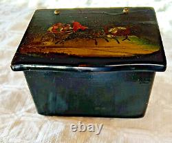 Antique Imperial Russian Handpainted Troika Lacquerware Box