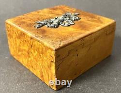 Antique Imperial Russian Karelian Birch and 84 Silver Faberge Jewelry Box