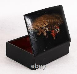 Antique Imperial Russian Lacquered Box Troika 19th Century