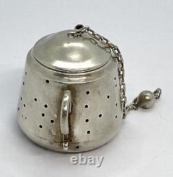 Antique Imperial Russian Marked 840 Silver Tea Pot Tea Strainer 34.05g 2.1/2