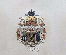 Antique Imperial Russian Menu Tsarina Dowager Empress Marie Romanov Coat of Arms