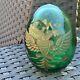 Antique Imperial Russian Nicholas L Large Green Cut Glass Easter Egg Gilt Eagle