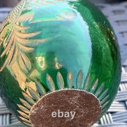 Antique Imperial Russian Nicholas l Large Green Cut Glass Easter Egg gilt Eagle