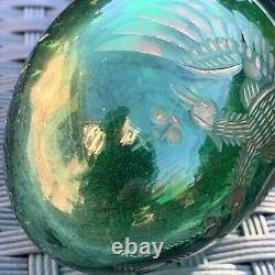 Antique Imperial Russian Nicholas l Large Green Cut Glass Easter Egg gilt Eagle